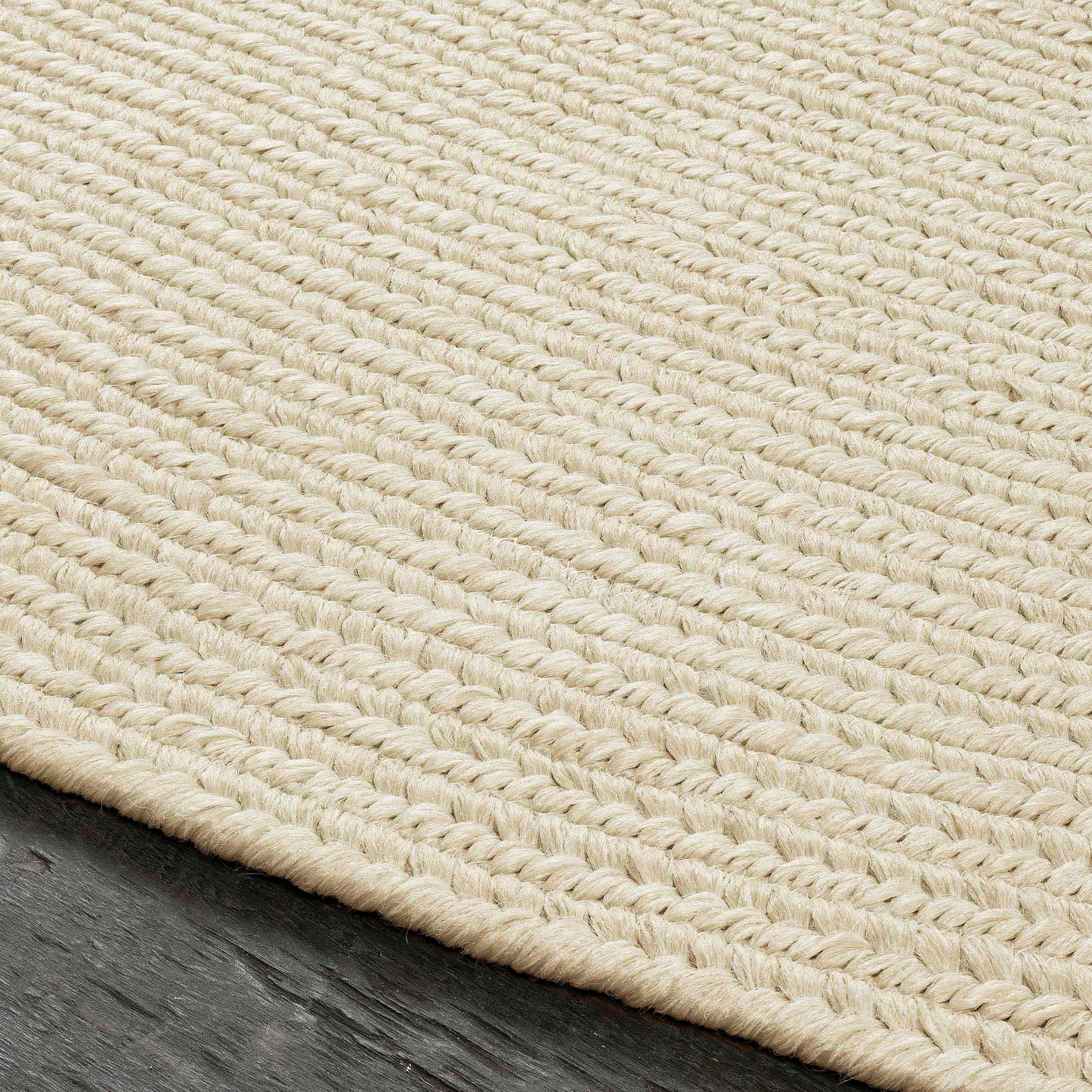 Bohemian Braided Indoor Outdoor Rugs Solid Round Area Rug - Cream