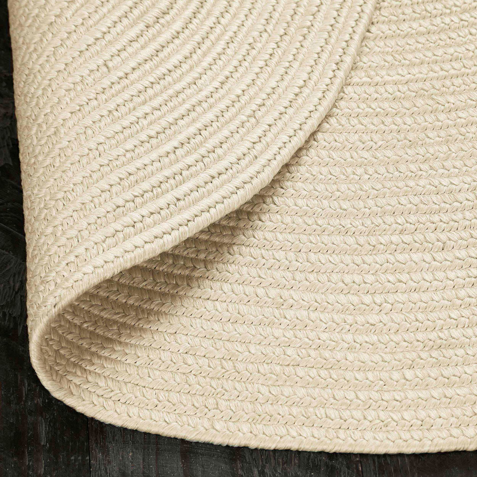 Bohemian Braided Indoor Outdoor Rugs Solid Round Area Rug - Cream