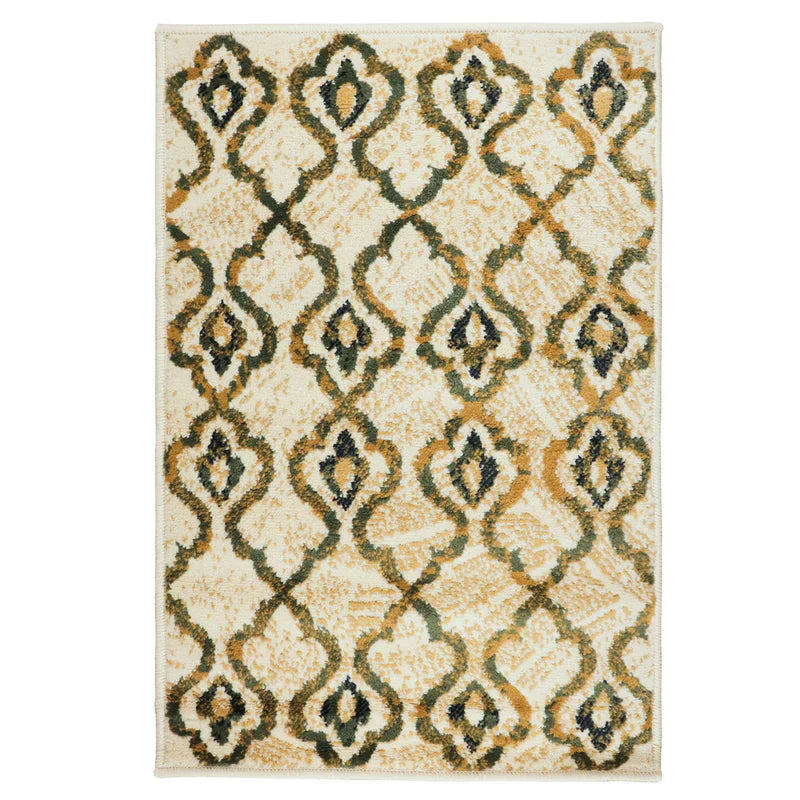 Brighton Geometric Lattice Indoor Area Rug Or Runner Rug Or Door Mat - Cream