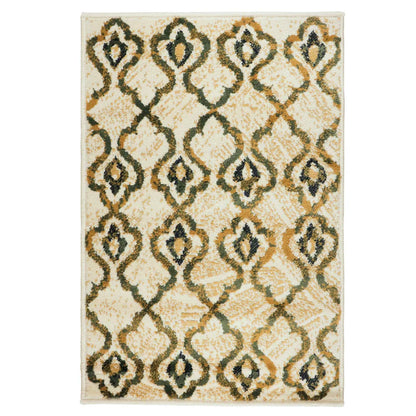 Brighton Geometric Lattice Indoor Area Rug Or Runner Rug Or Door Mat - Cream