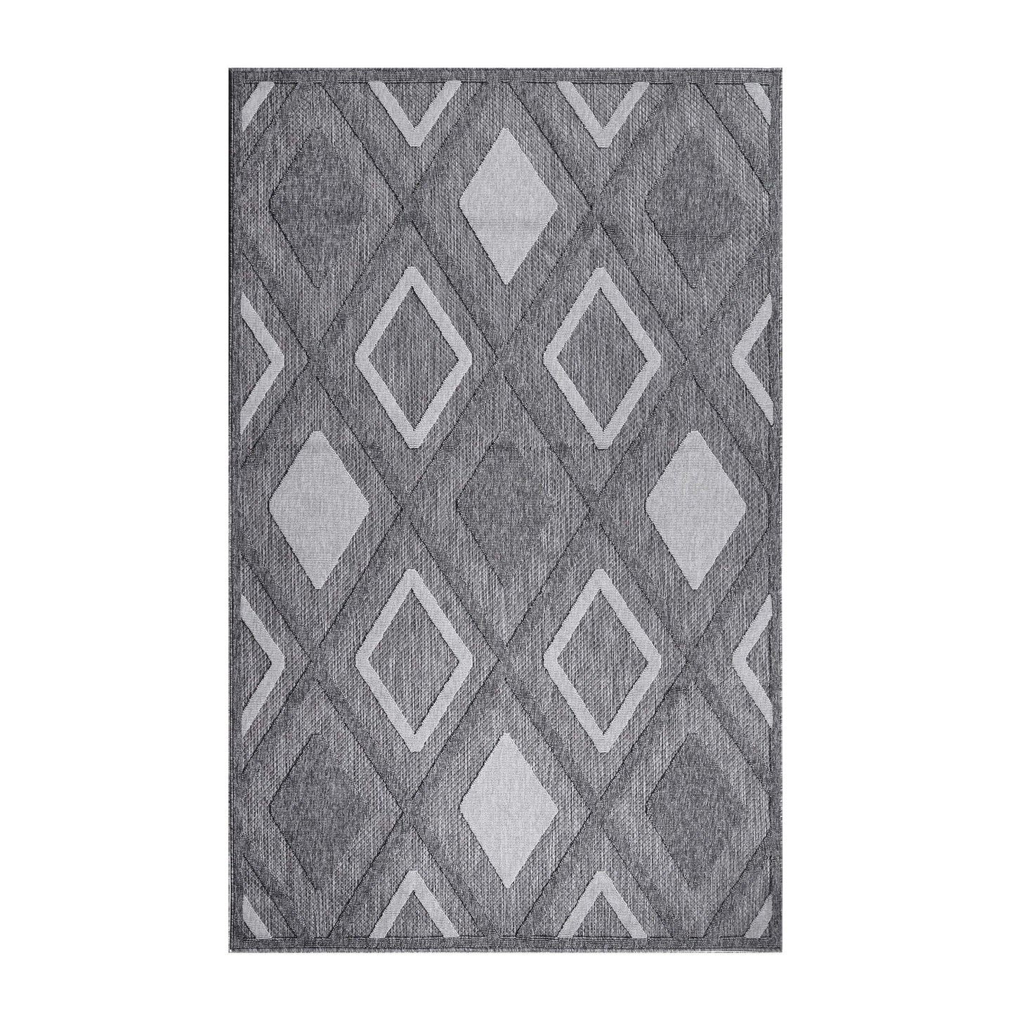 Superior Daelyn Modern Diamond Lattice Indoor/Outdoor Area Rug - Grey