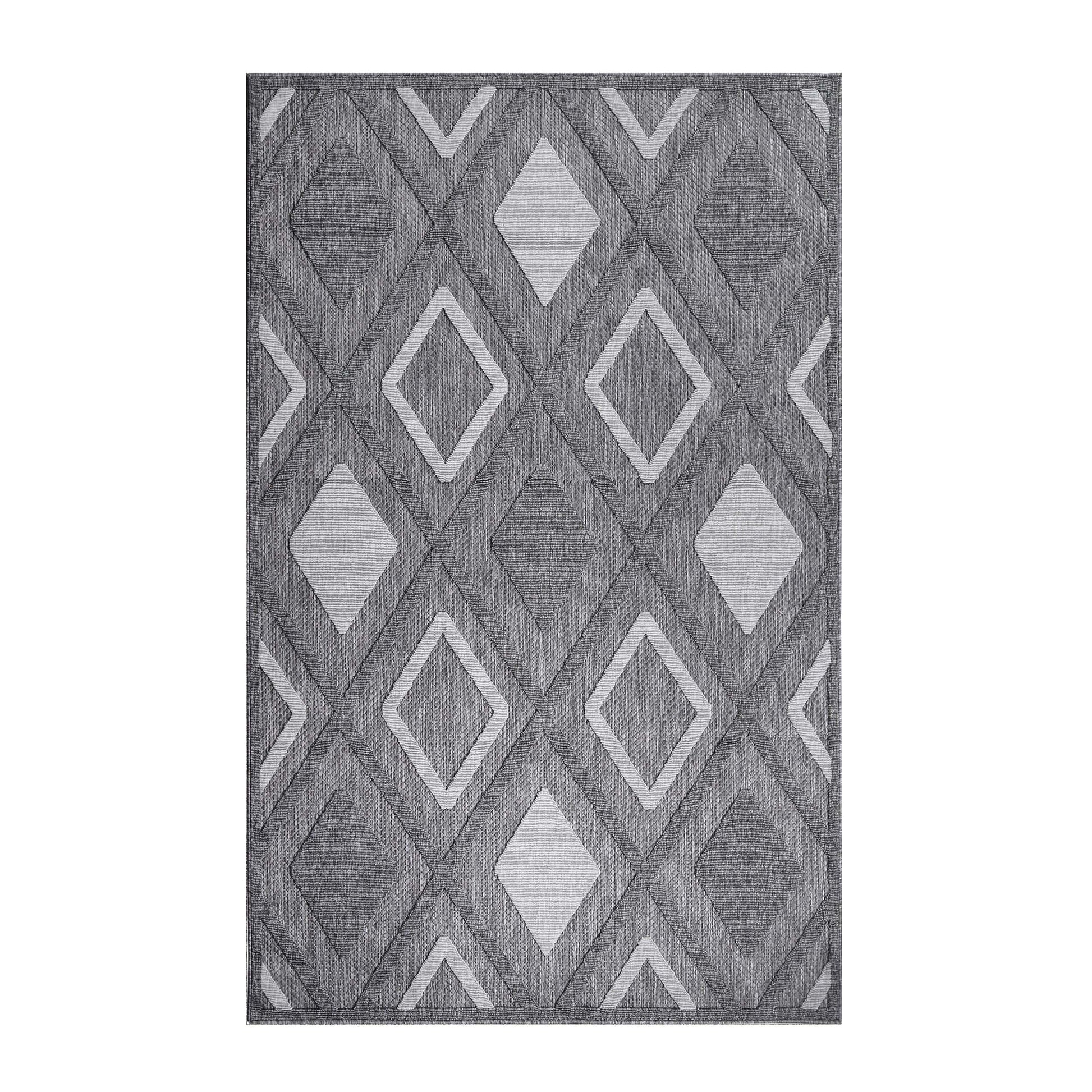 Superior Daelyn Modern Diamond Lattice Indoor/Outdoor Area Rug - Grey