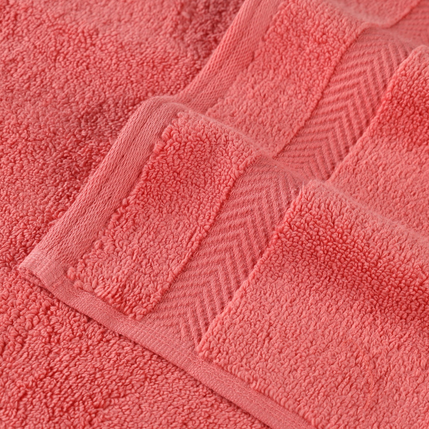 Zero Twist Cotton Solid Ultra-Soft Absorbent Hand Towel - Coral