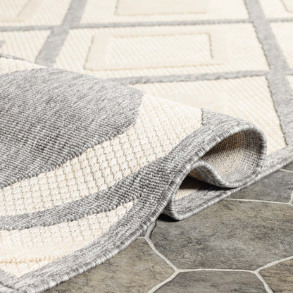 Superior Daelyn Modern Diamond Lattice Indoor/Outdoor Area Rug - Cream