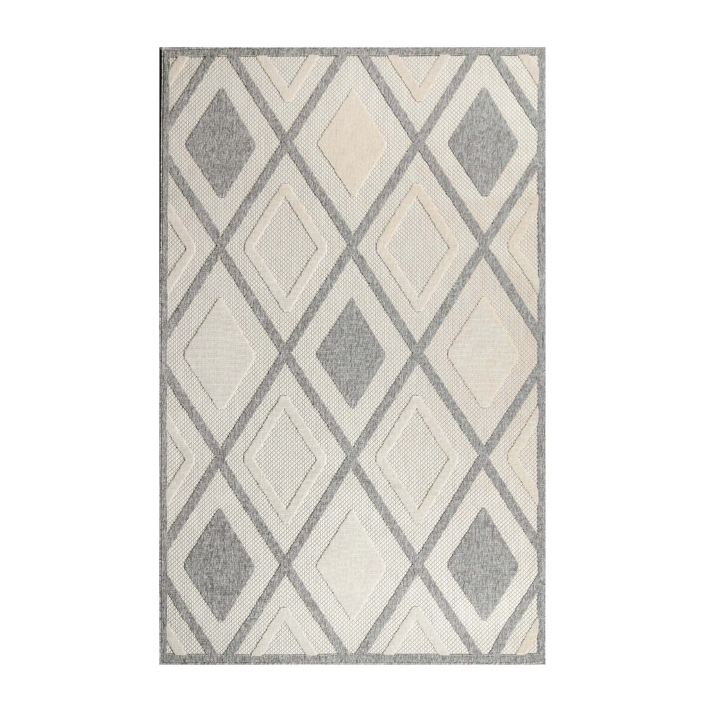 Superior Daelyn Modern Diamond Lattice Indoor/Outdoor Area Rug - Cream