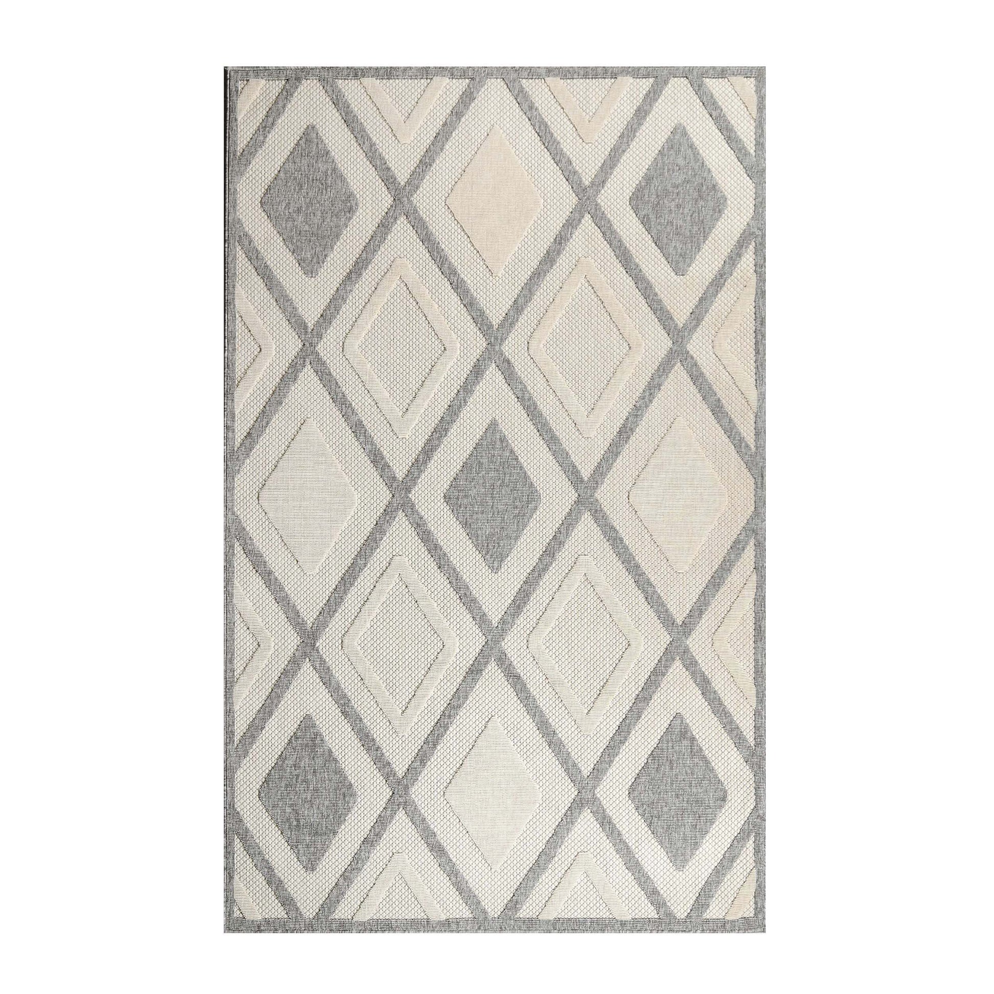 Superior Daelyn Modern Diamond Lattice Indoor/Outdoor Area Rug - Cream