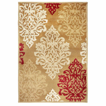 Superior Danvers Contemporary Floral Medallion Damask Indoor Area Rug - Brown