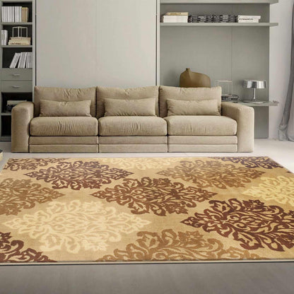Superior Danvers Contemporary Floral Medallion Damask Indoor Area Rug - Beige