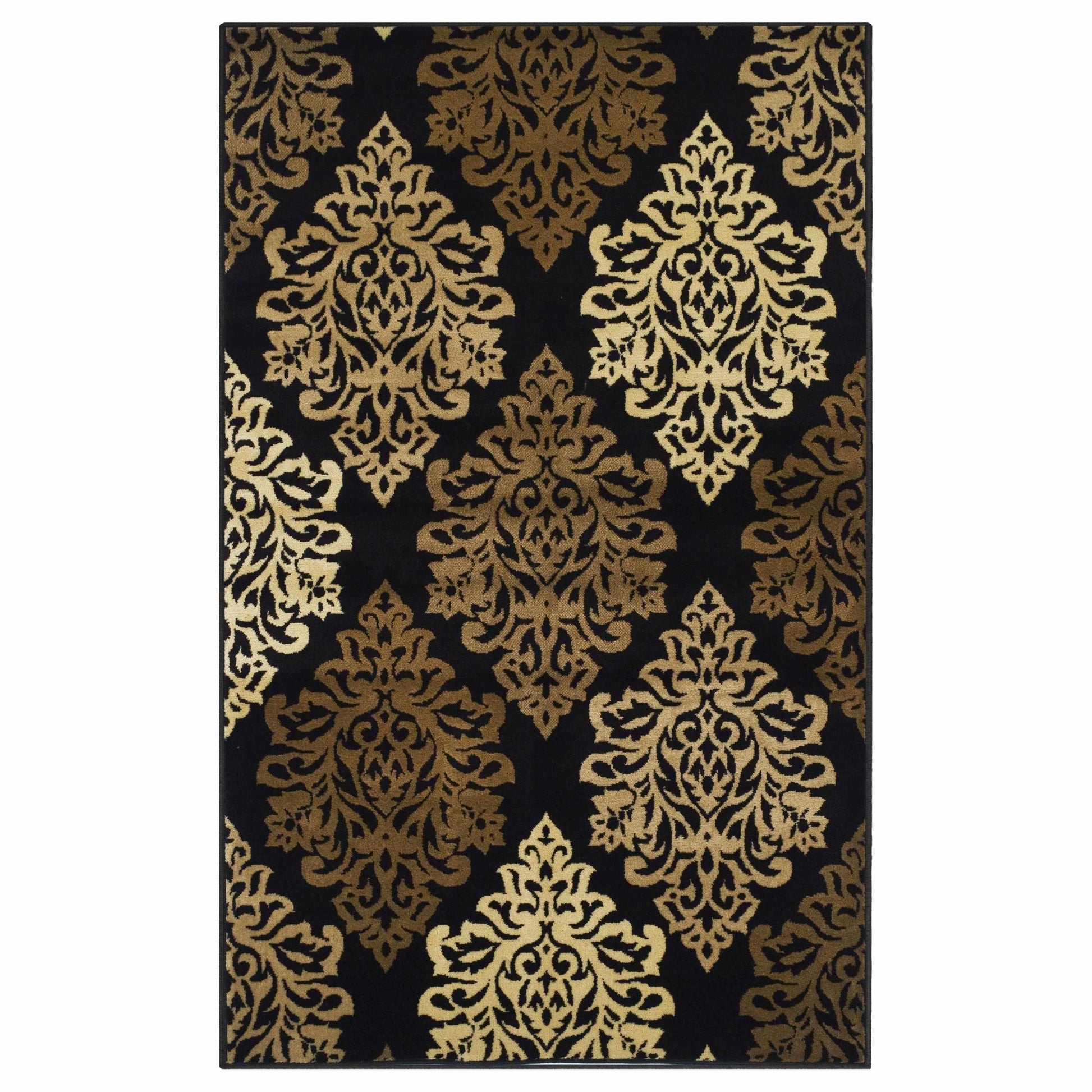 Superior Danvers Contemporary Floral Medallion Damask Indoor Area Rug - Black