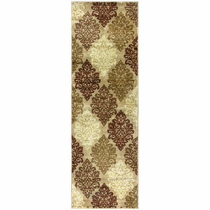 Superior Danvers Contemporary Floral Medallion Damask Indoor Area Rug - Beige