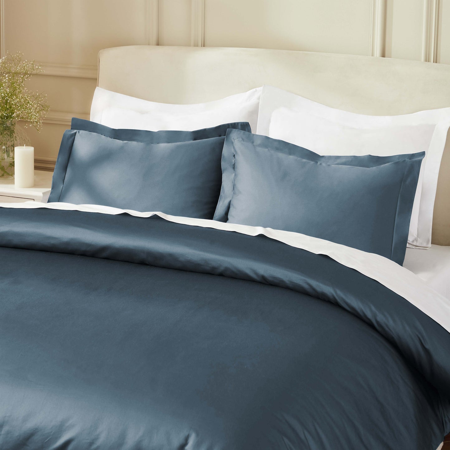 Egyptian Cotton 850 Thread Count Solid Luxury 3 Piece Duvet Cover Set