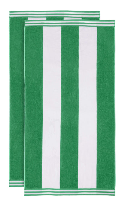 Superior Cabana Stripe Oversized Cotton Beach Towel Set Of 2,4,6 - Dark Green