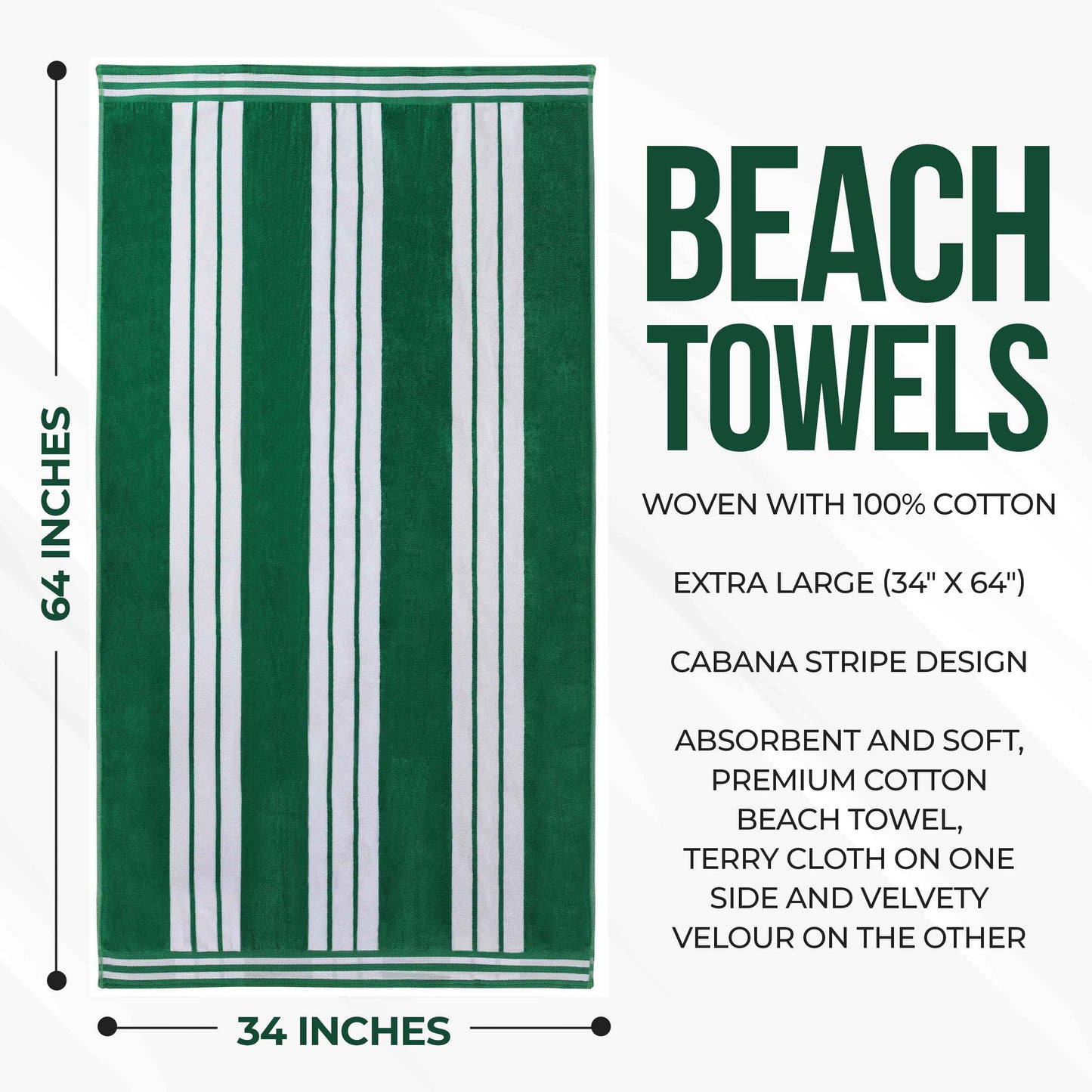 Striped Extra Large Oversized Absorbent Quick Dry Cotton Beach Towel