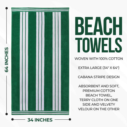 Striped Extra Large Oversized Absorbent Quick Dry Cotton Beach Towel