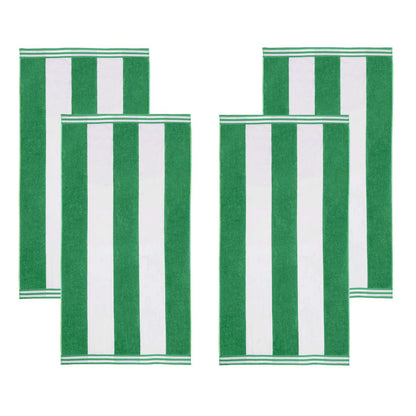 Superior Cabana Stripe Oversized Cotton Beach Towel Set Of 2,4,6 - Dark Green