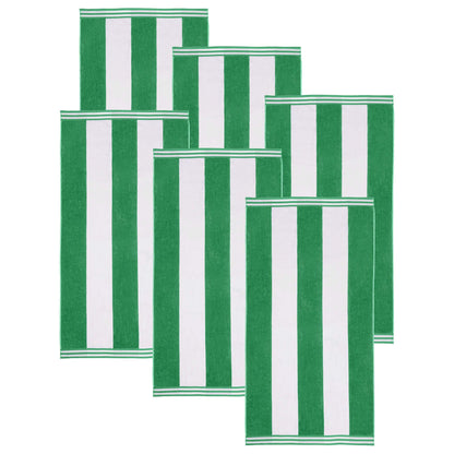 Superior Cabana Stripe Oversized Cotton Beach Towel Set Of 2,4,6 - Dark Green