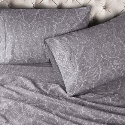 Italian Paisley 600 Thread Count Cotton Blend Deep Pocket Sheet Set - DarkGray