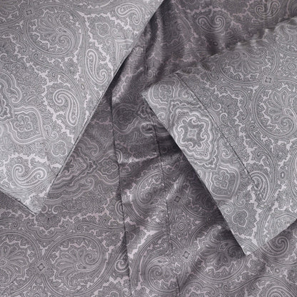 Italian Paisley 600 Thread Count Cotton Blend Deep Pocket Sheet Set - DarkGray