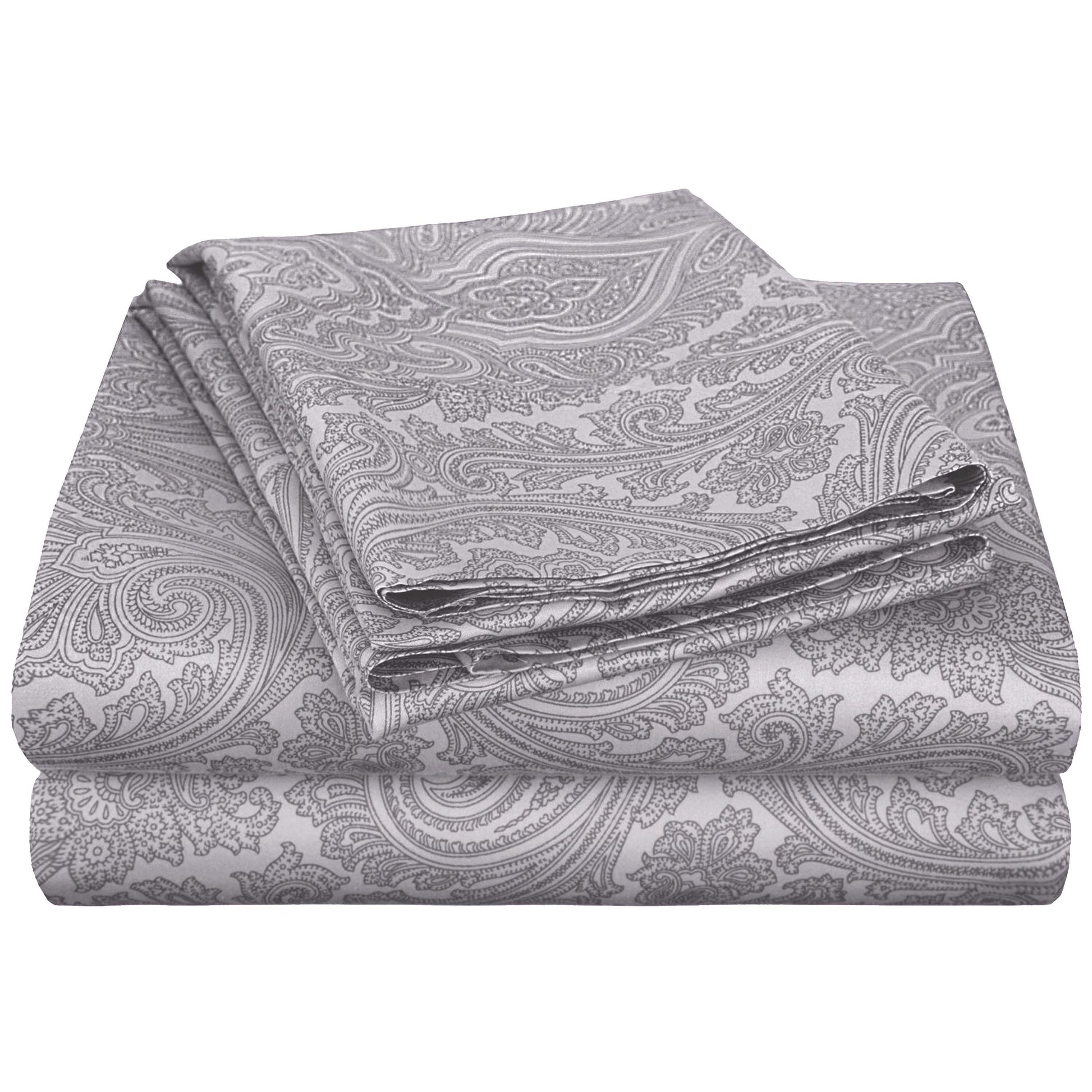 Italian Paisley 600 Thread Count Cotton Blend Deep Pocket Sheet Set - DarkGray