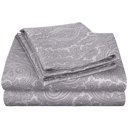 Italian Paisley 600 Thread Count Cotton Blend Deep Pocket Sheet Set - DarkGray