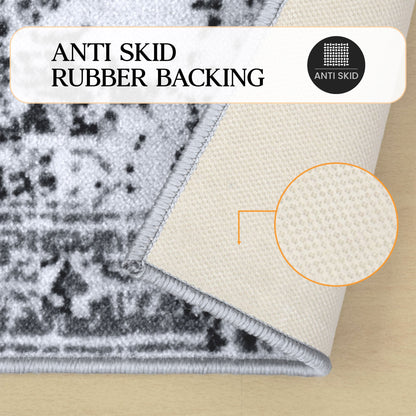 Superior Decklan Floral Medallion Indoor Area Rug or Runner Rug - Grey