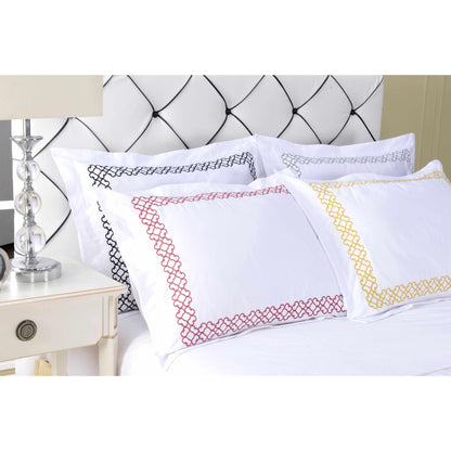 Superior Decorative Clayton Embroidered Duvet Cover Set - White/Grey