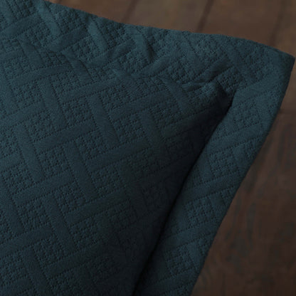 Basket Weave Matelasse Cotton Bedspread Set - Deep Sea