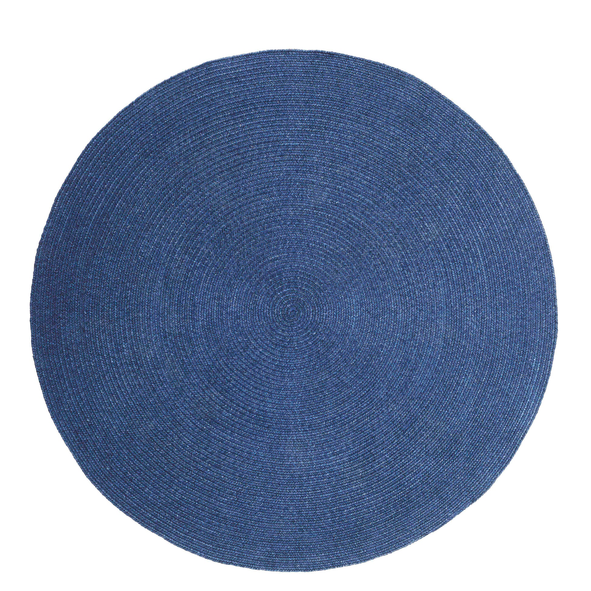 Bohemian Braided Indoor Outdoor Rugs Solid Round Area Rug - DenimBlue