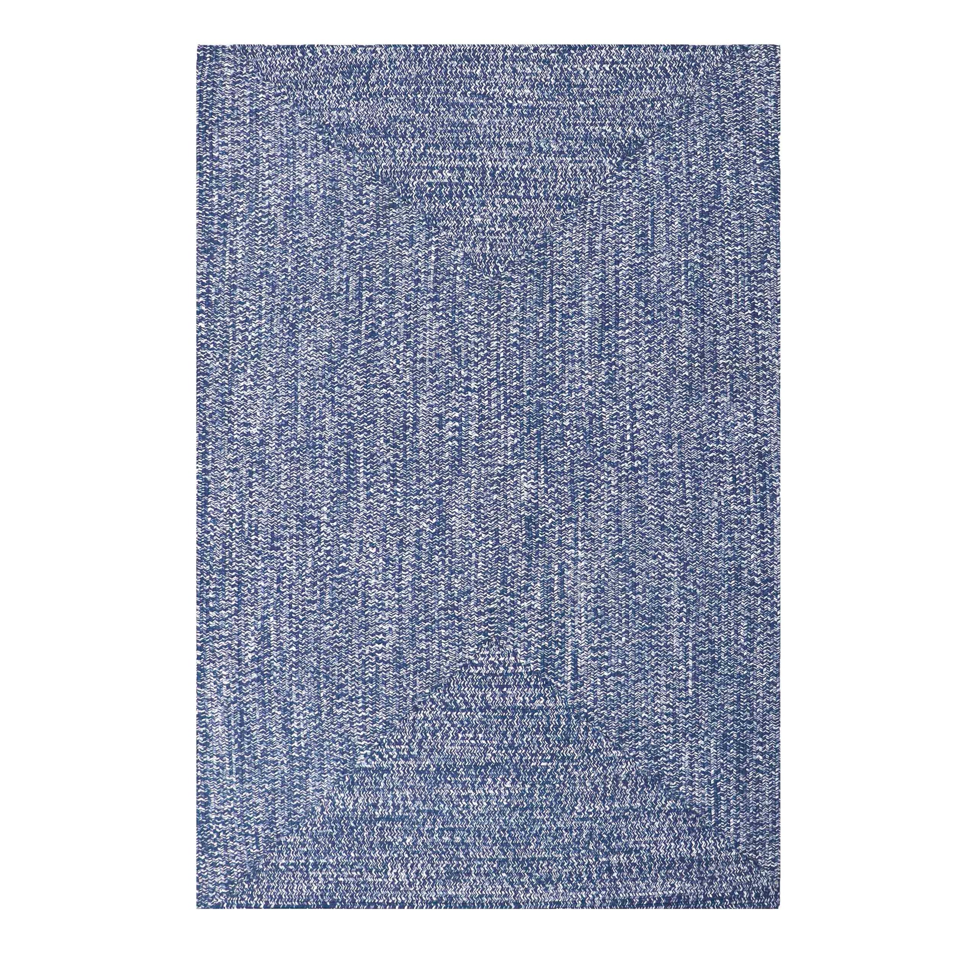 Multi Toned Braided Area Rug Bohemian Indoor Outdoor Rugs - DenimBlue-White