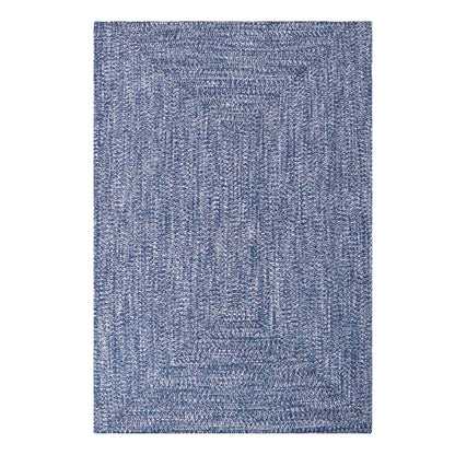 Multi Toned Braided Area Rug Bohemian Indoor Outdoor Rugs - DenimBlue-White