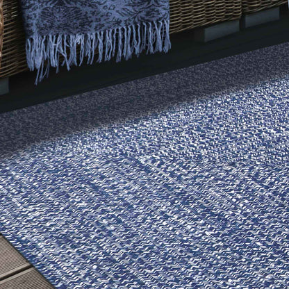 Multi Toned Braided Area Rug Bohemian Indoor Outdoor Rugs - DenimBlue-White