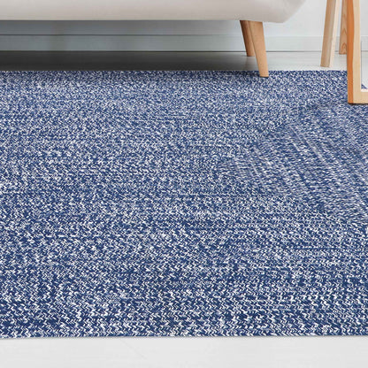 Multi Toned Braided Area Rug Bohemian Indoor Outdoor Rugs - DenimBlue-White