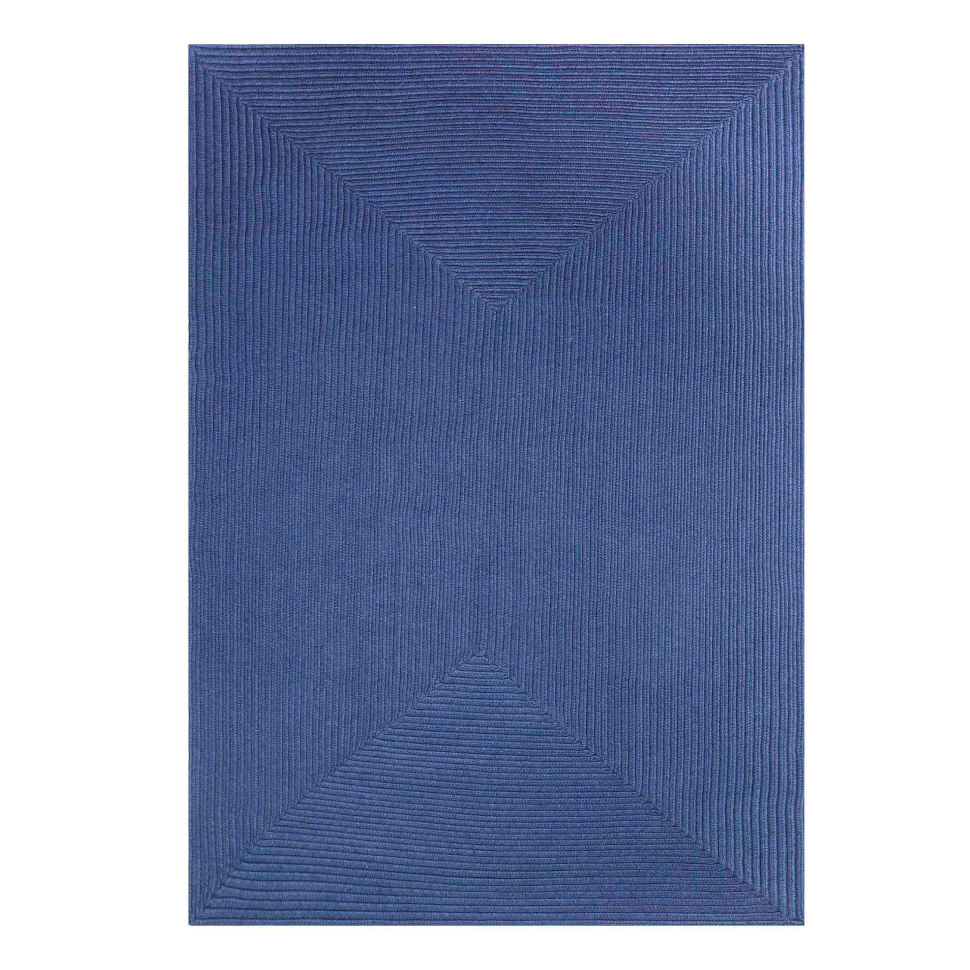 Bohemian Indoor Outdoor Rugs Solid Rectangle Braided Area Rug - DenimBlue