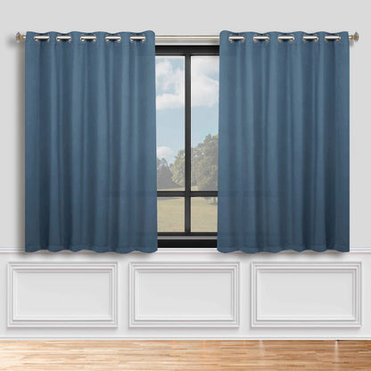 Classic Modern Solid Room Darkening Blackout Curtain Panels, Set of 2