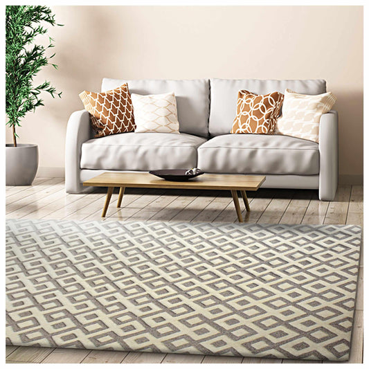  Diamond Handwoven Textured Wool and Viscose Contemporary Area Rug