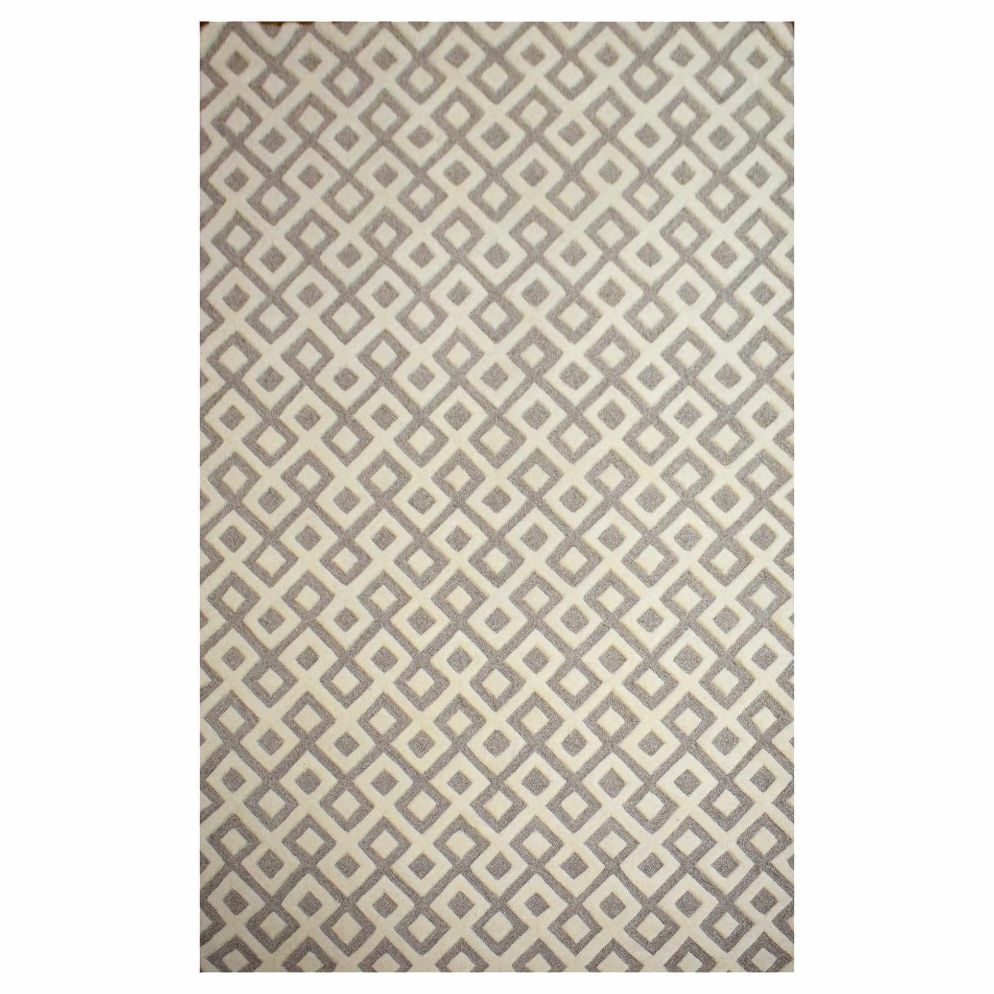Diamond Handwoven Textured Wool and Viscose Contemporary Area Rug 