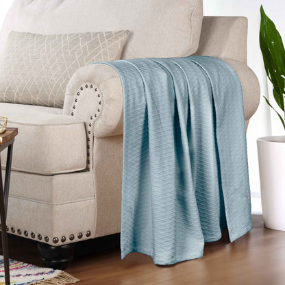 Diamond All-Season Cotton Blanket - Aqua