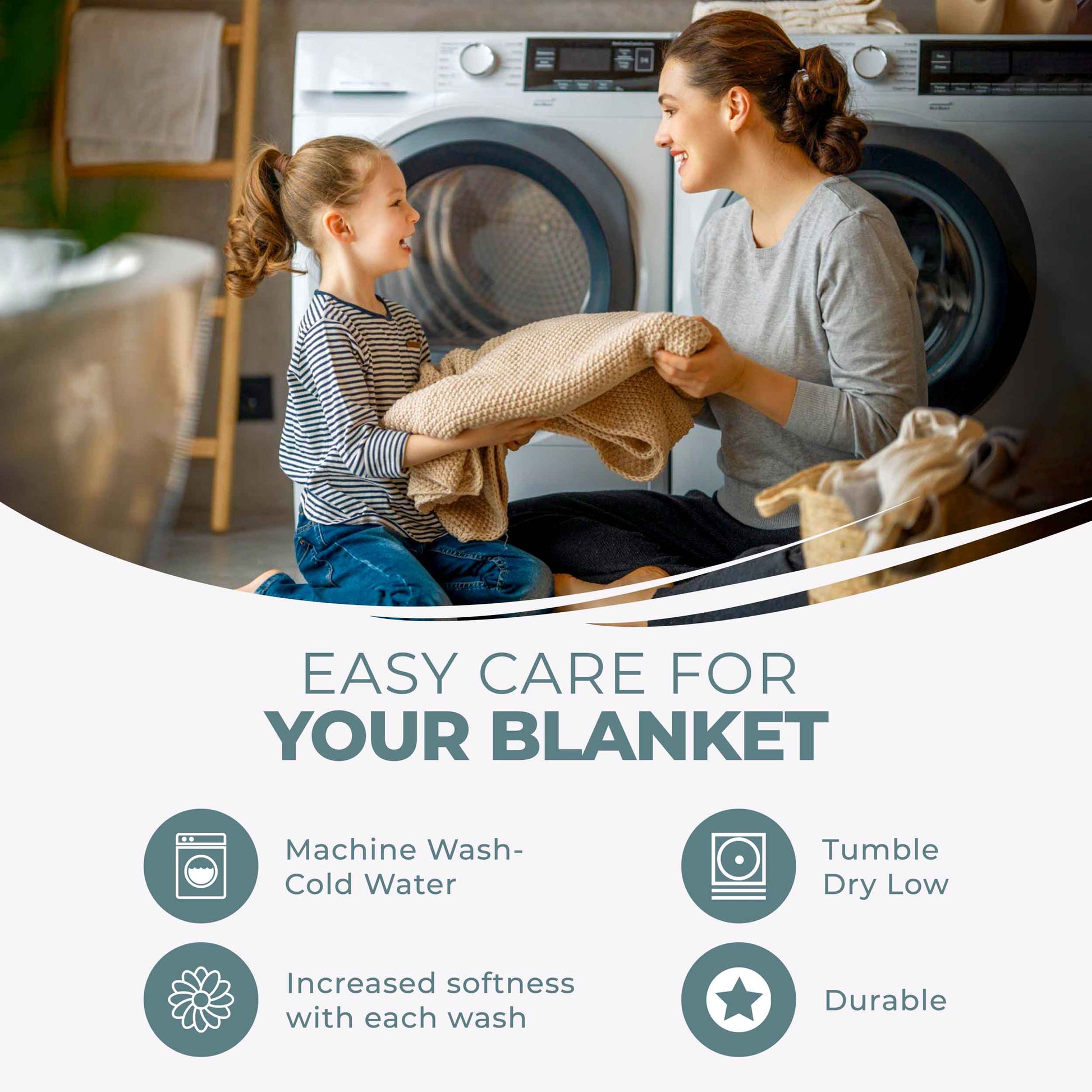 Diamond All-Season Cotton Blanket - Aqua