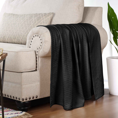 Diamond All-Season Cotton Blanket - Black