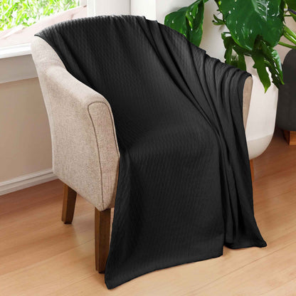 Diamond All-Season Cotton Blanket - Black