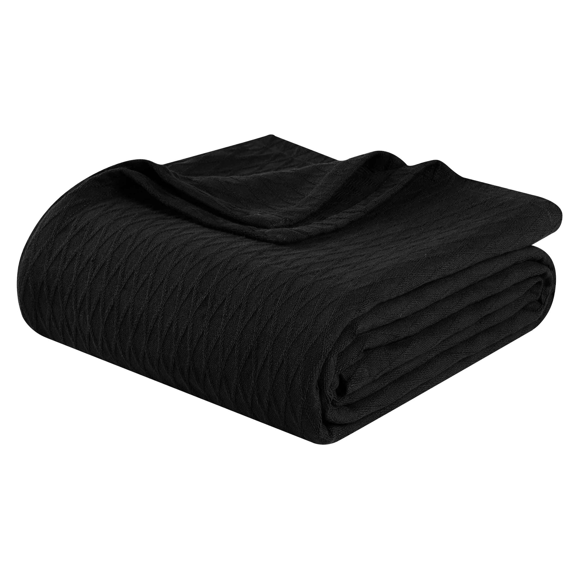 Diamond All-Season Cotton Blanket - Black