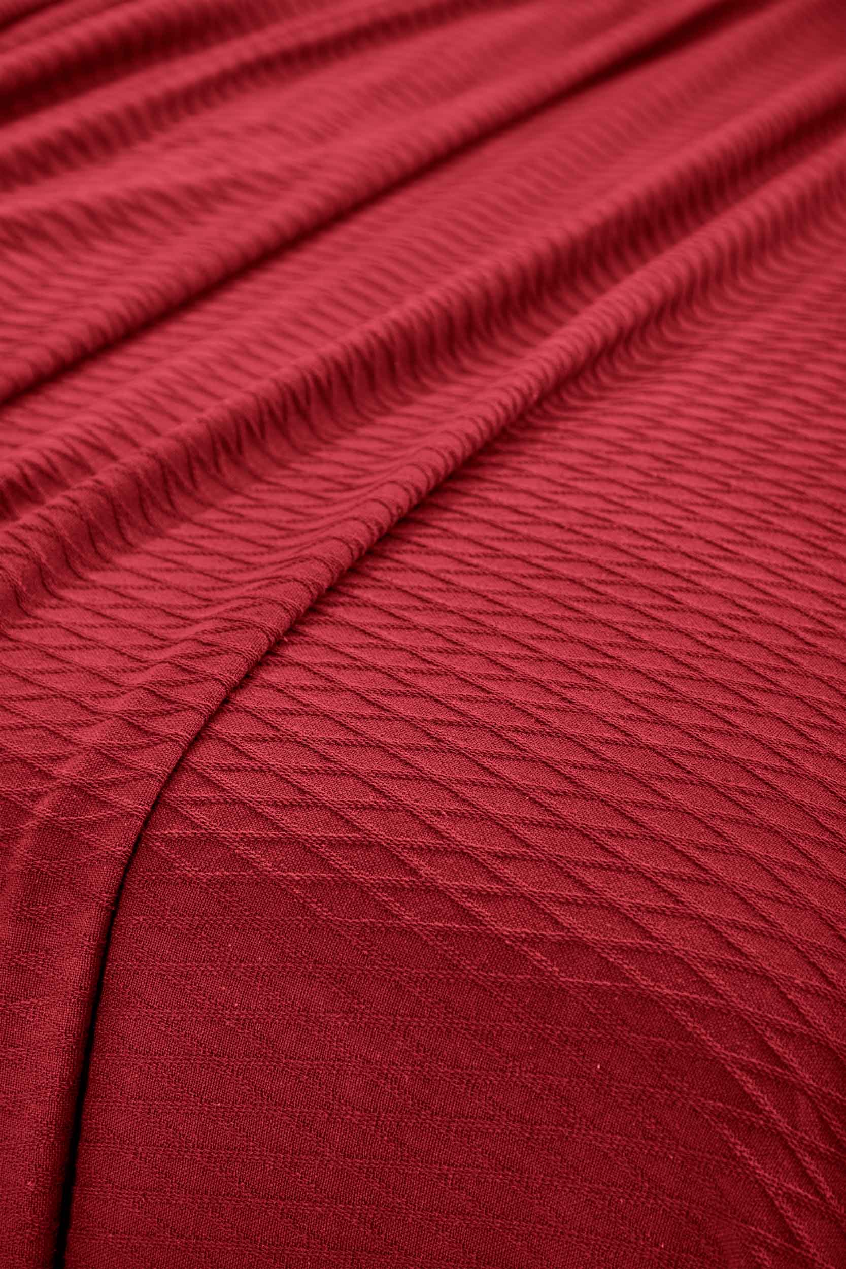 Diamond All-Season Cotton Blanket - Burgundy