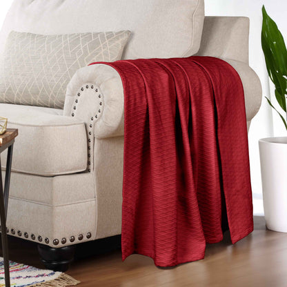 Diamond All-Season Cotton Blanket - Burgundy