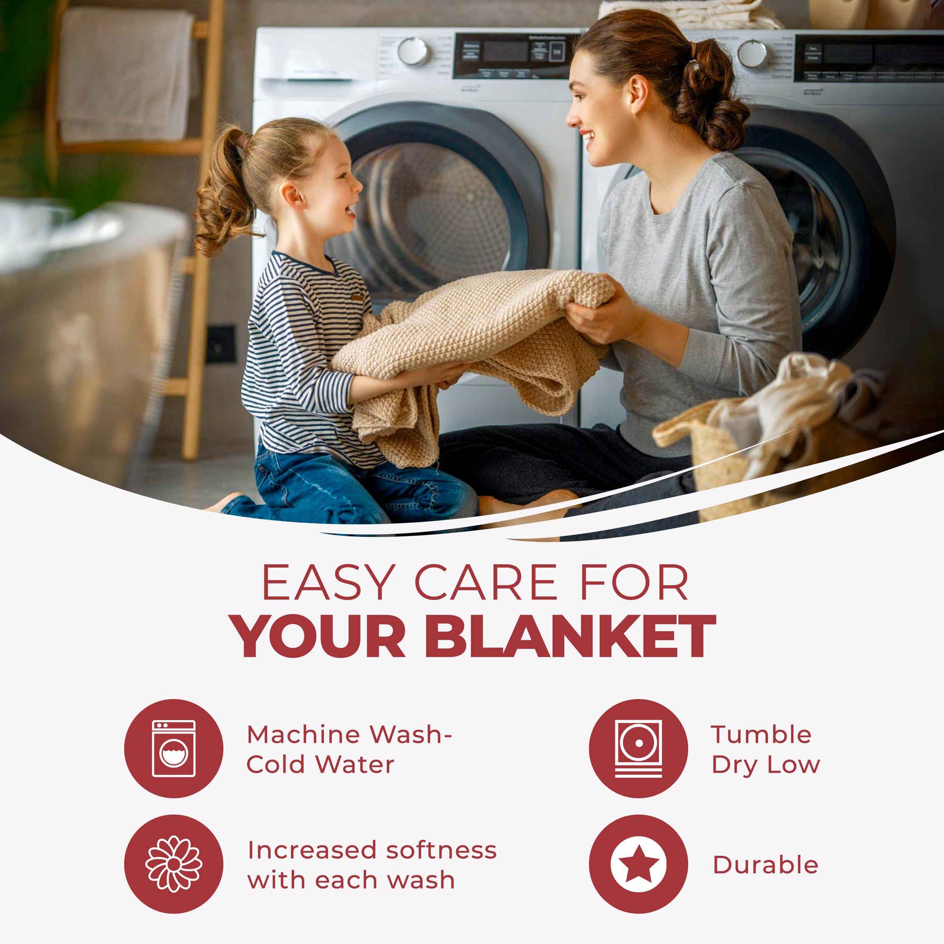 Diamond All-Season Cotton Blanket - Burgundy