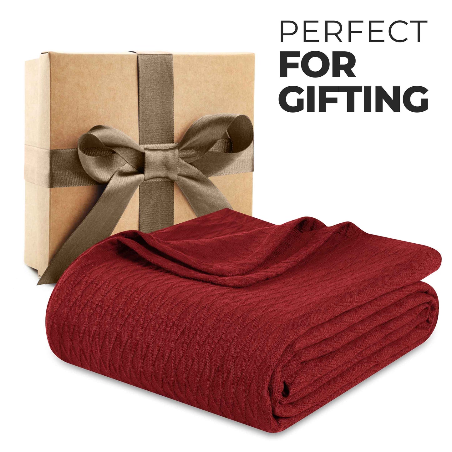 Diamond All-Season Cotton Blanket - Burgundy