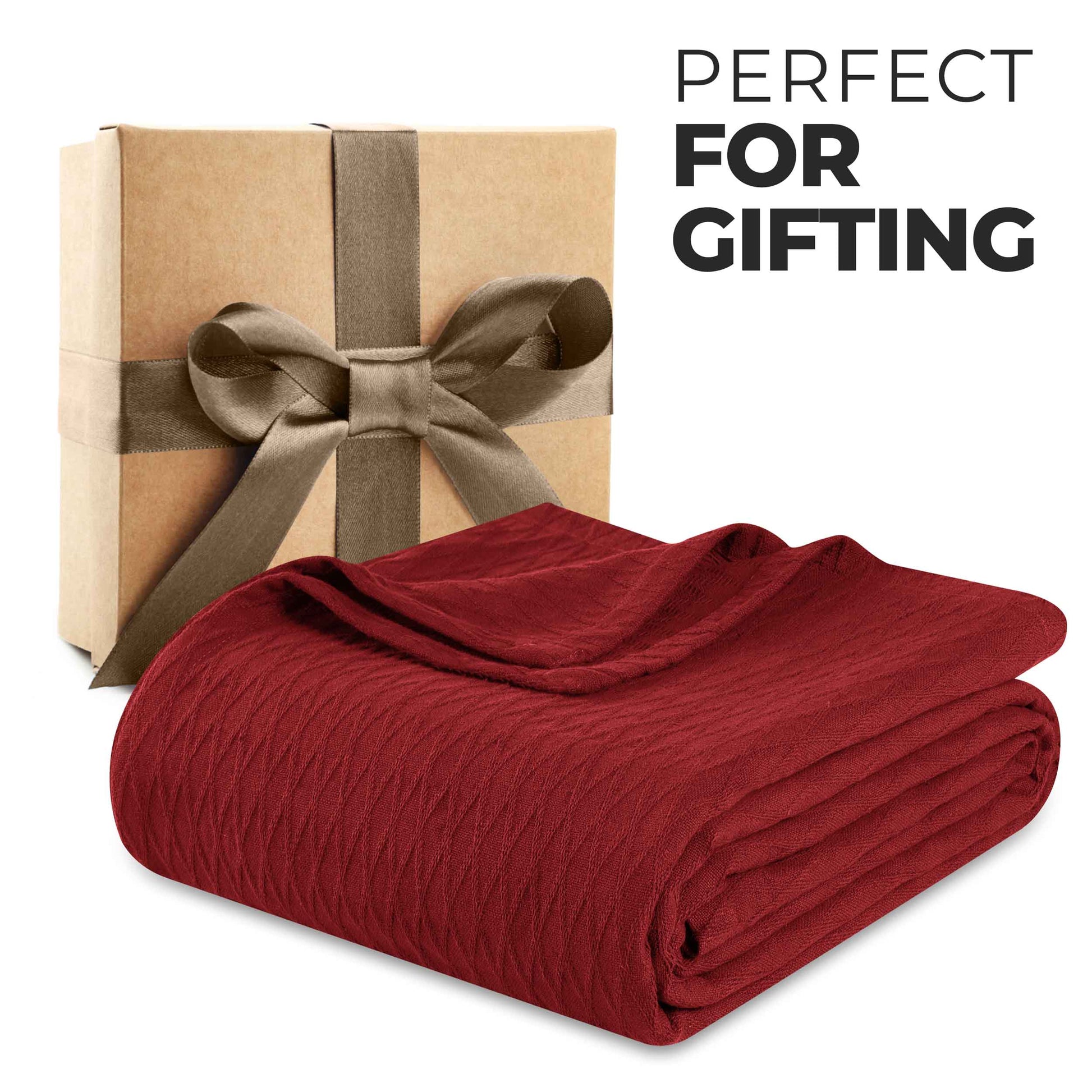 Diamond All-Season Cotton Blanket - Burgundy