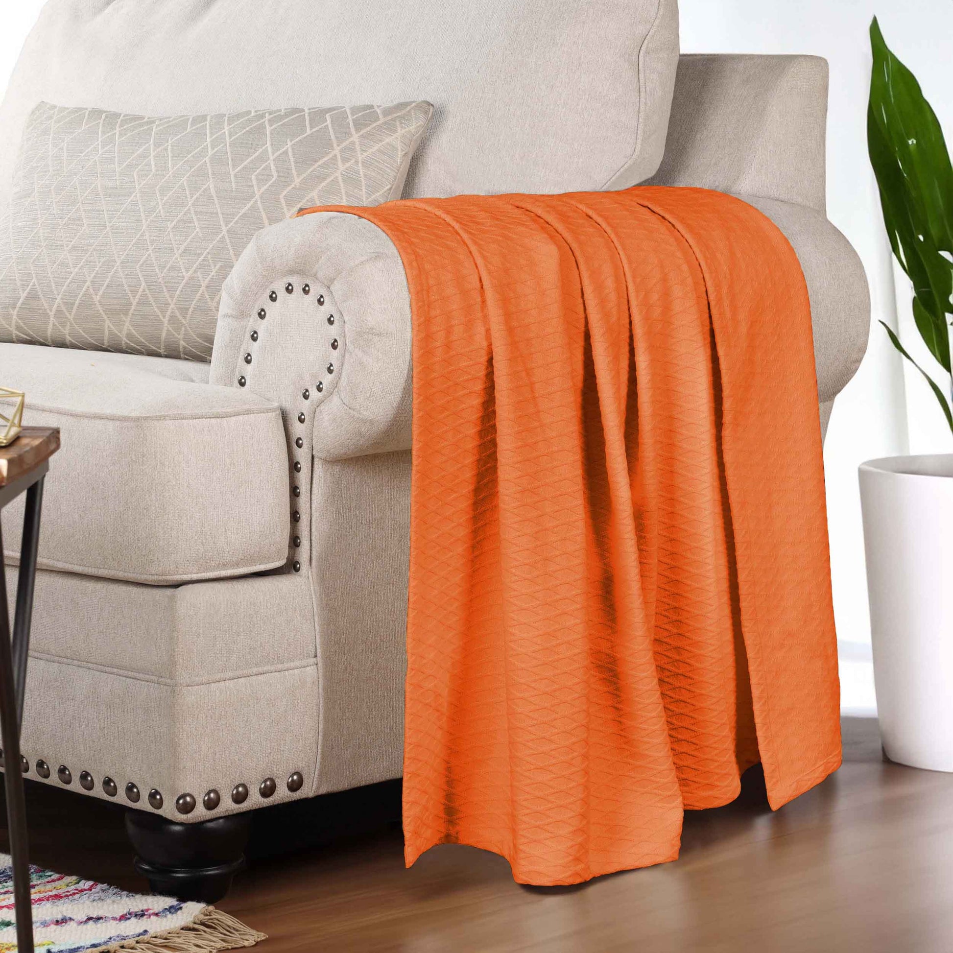 Diamond All-Season Cotton Blanket - Orange