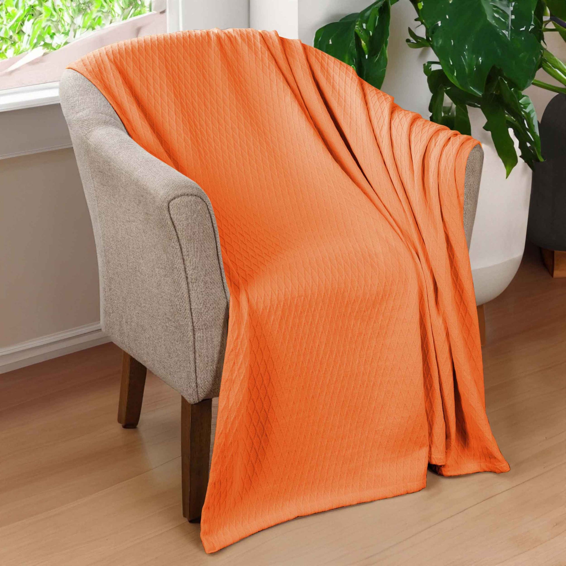 Diamond All-Season Cotton Blanket - Orange