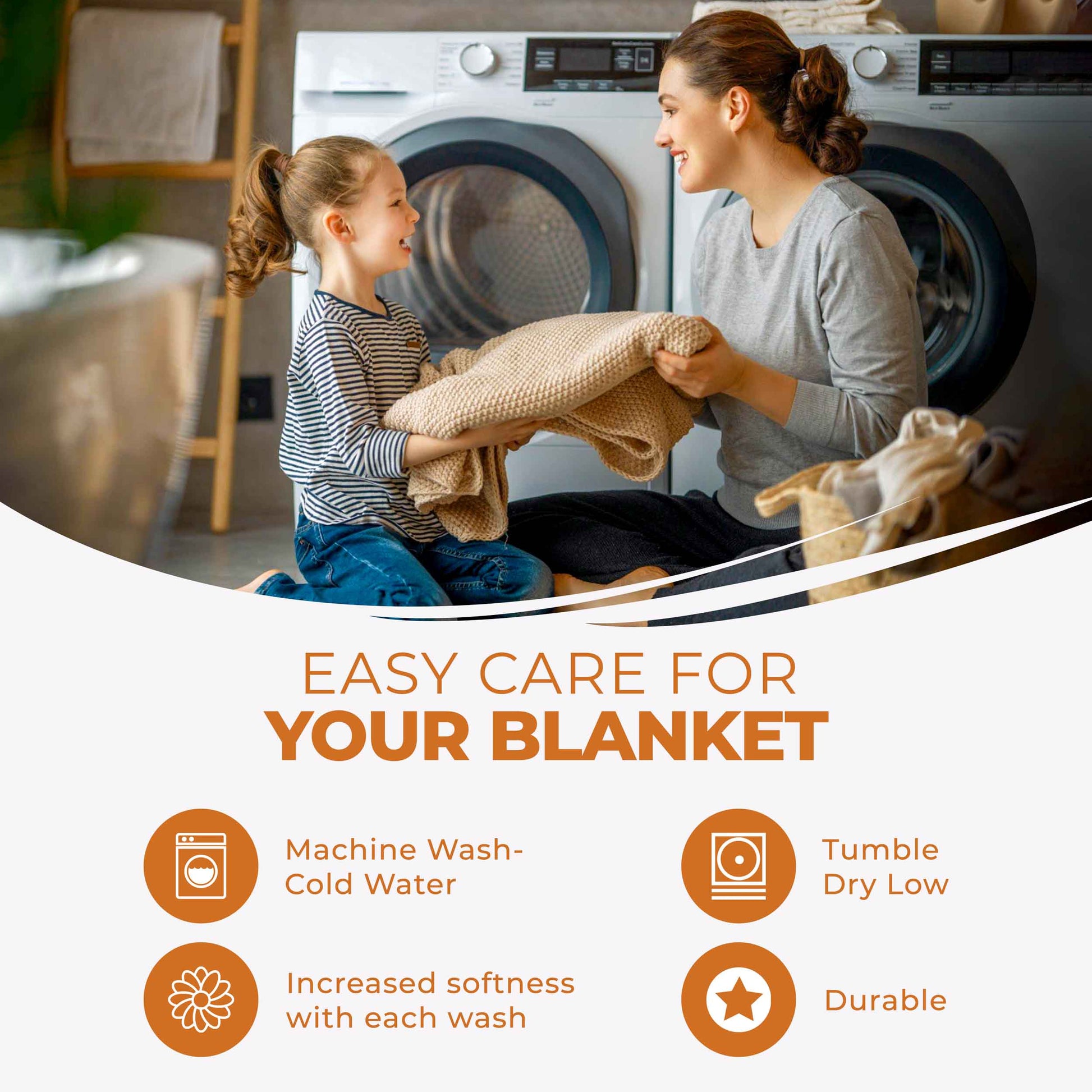 Diamond All-Season Cotton Blanket - Orange
