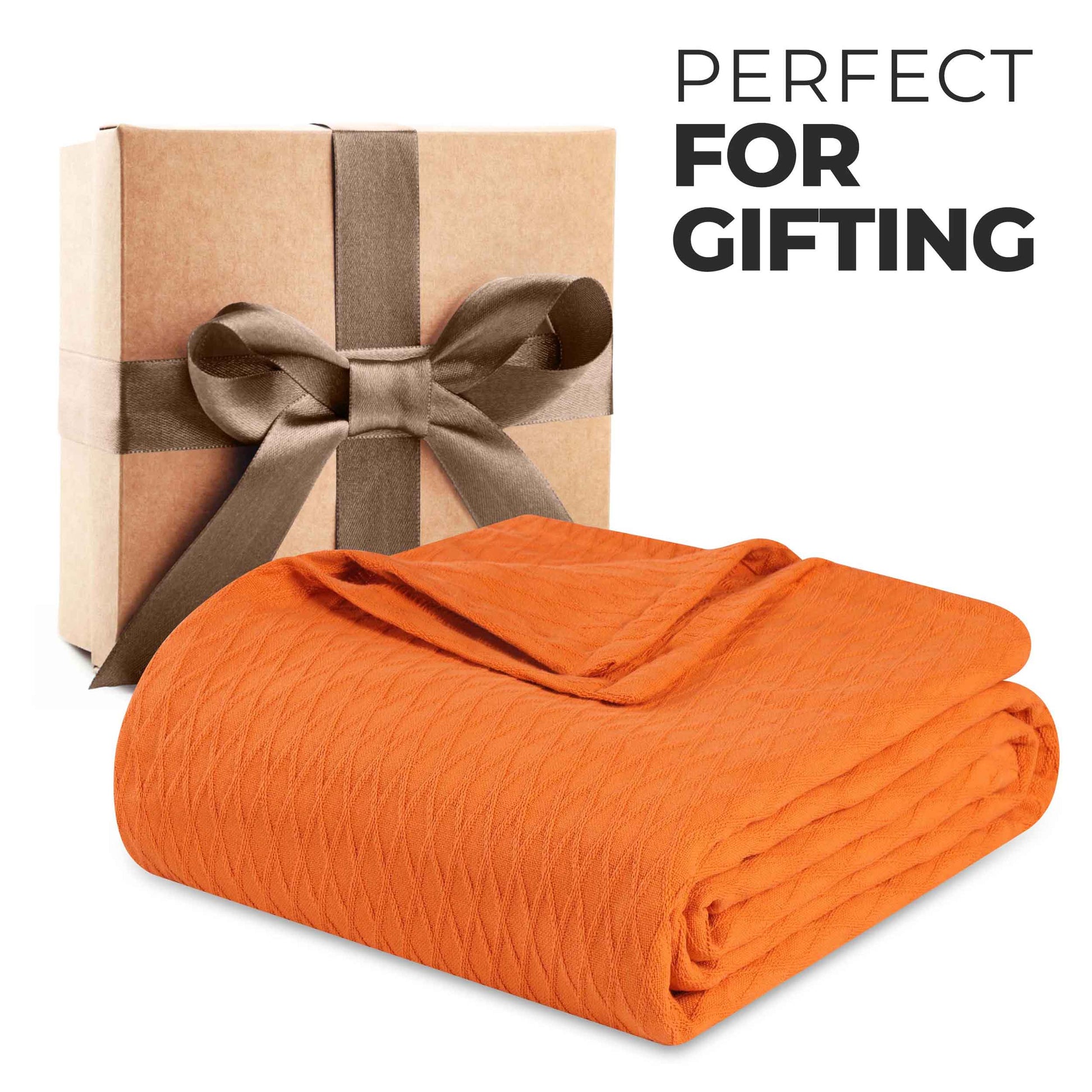 Diamond All-Season Cotton Blanket - Orange